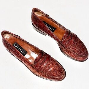 Fratelli Rossetti Women's Cordovan Crocodile Lizard Leather Loafers
